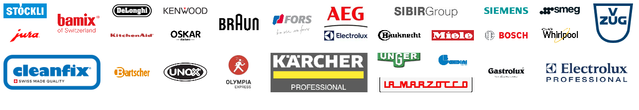 bamix jura delonghi kenwood braun fors aeg electrolux bauknecht miele siemens bosch vzug cleanfiix bartscher unox olympia karcher unger marzocco gastrolux oskar kitchenaid stockli