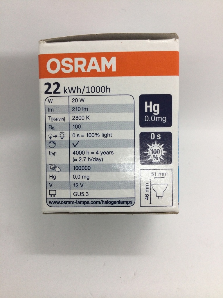 Ampoule halogène GU5.3 20W 12V