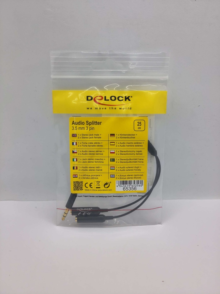 Adaptateur mini câble (25cm) fiche jack 3.5mm 3 pin - 1x mâle / 2x femelle
