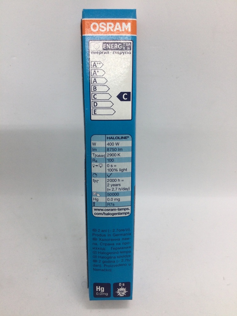 Ampoule halogène R7s 400W (=500W) - 230V - 114.2mm - Osram