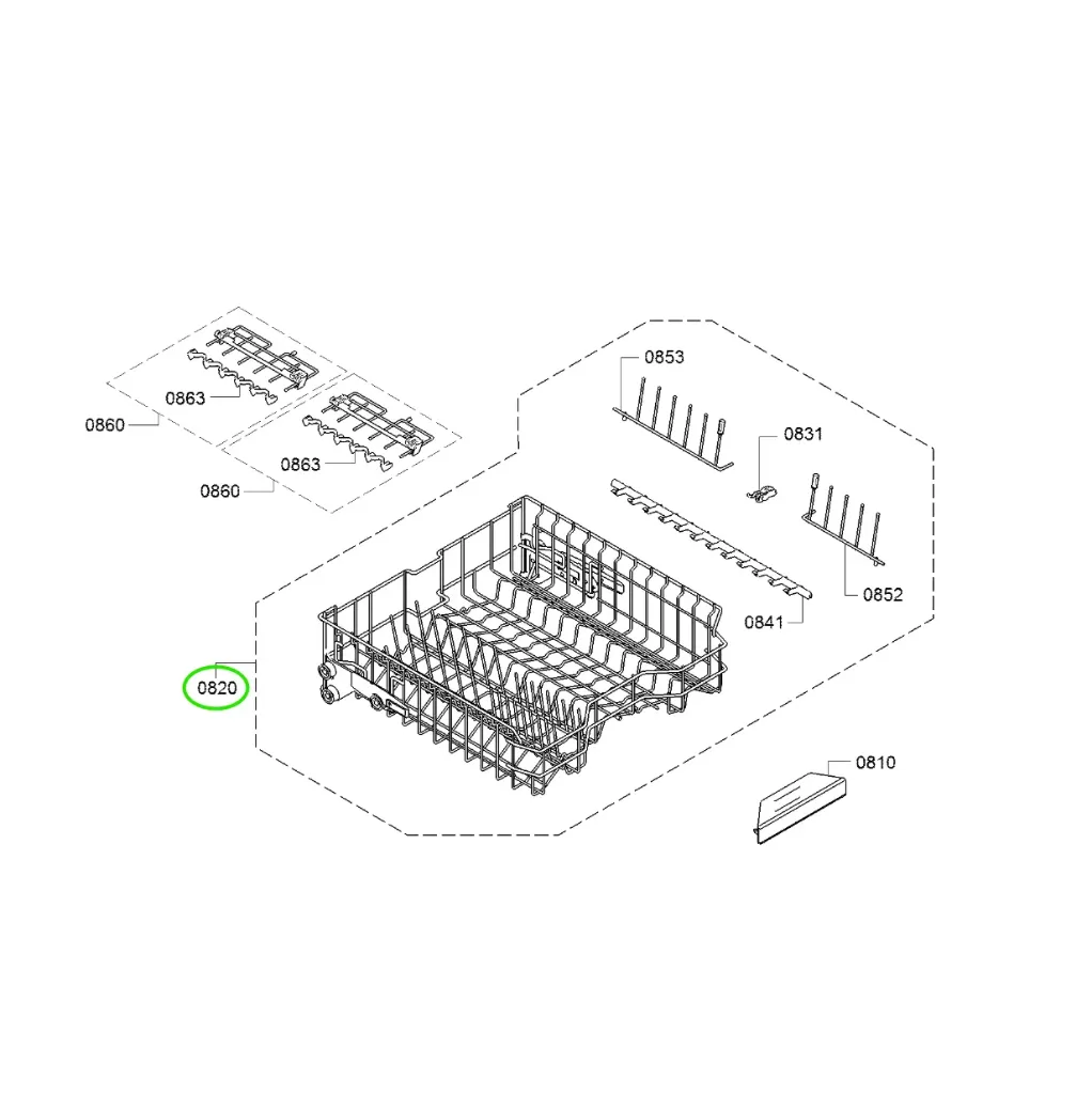 Panier supérieur lave-vaisselle Siemens 20001993 20001989.webp
