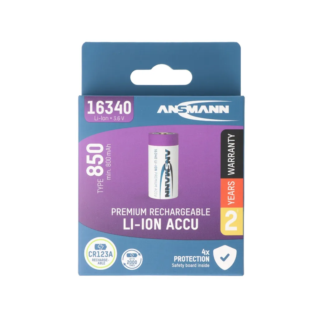 Pile rechargeable Li-ion 16340 CR123 Ansmann 1300-0017.webp