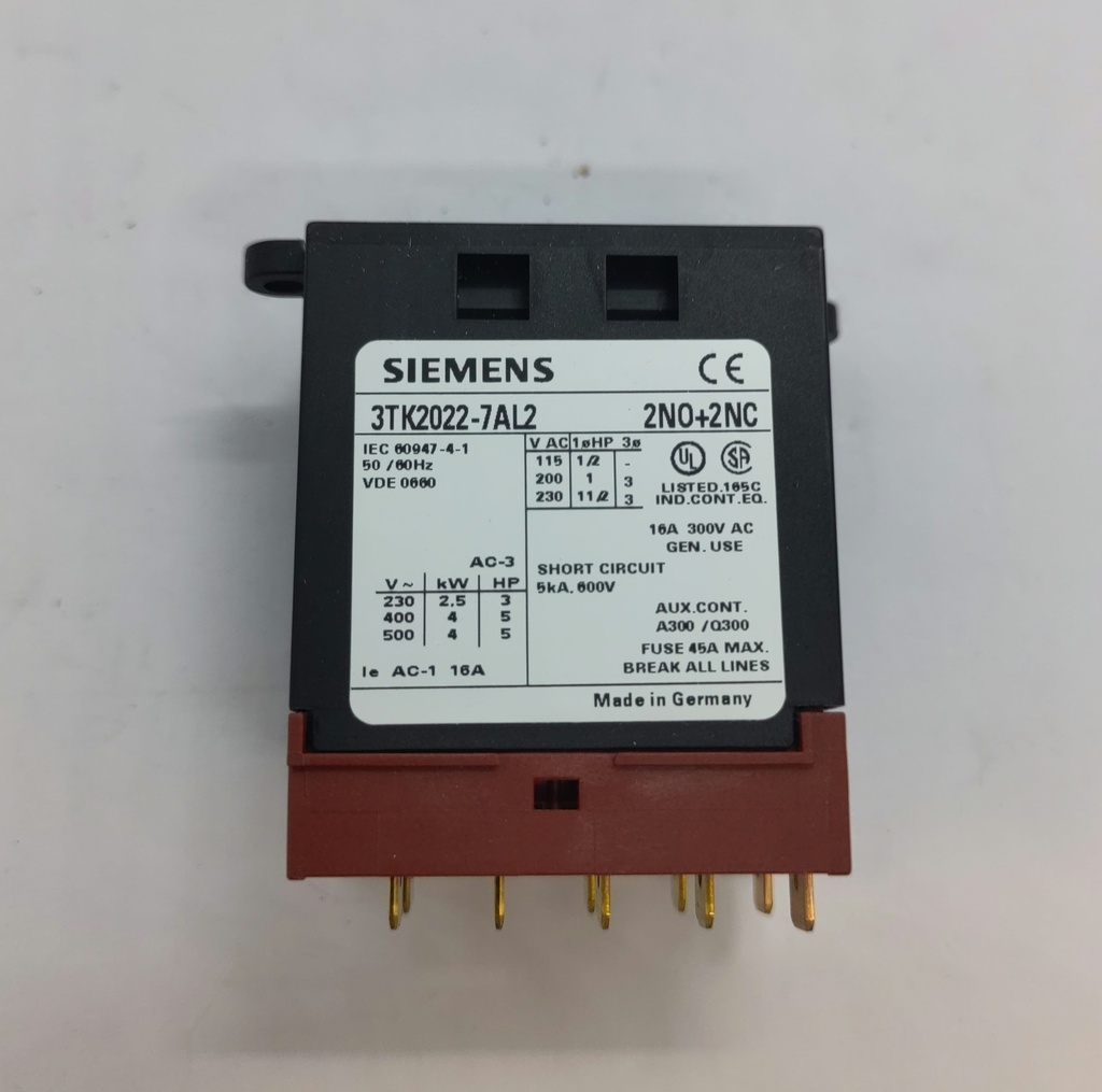 Contacteur Schütz 3TK2022-7AL2 - 2NO+2NC - Universel - Siemens