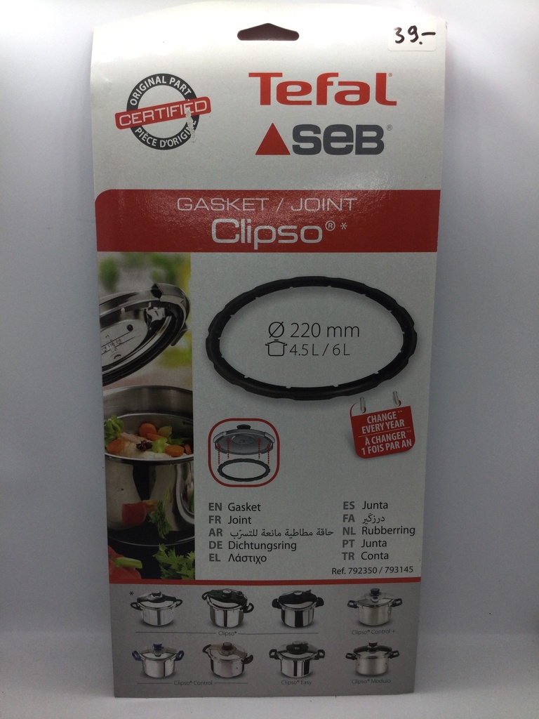 Joint silicone - 4,5 litres/dia. 22cm - 792350 - autocuiseur - Tefal / Clipso