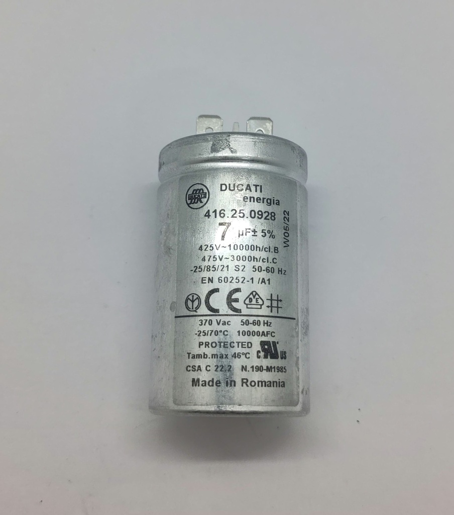 Condensateur Ducati (plat) - ø35 x 65mm - 7uF - 450Vac - Universel