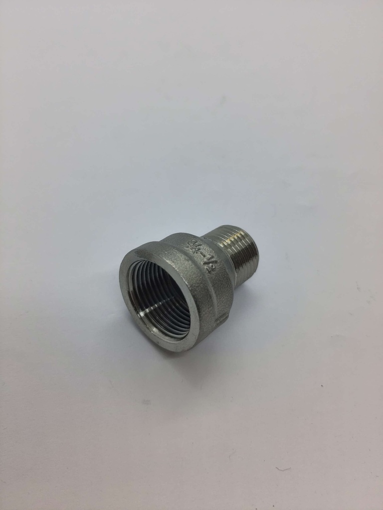 Raccord acier inox mâle 1/2" vers femelle 3/4"