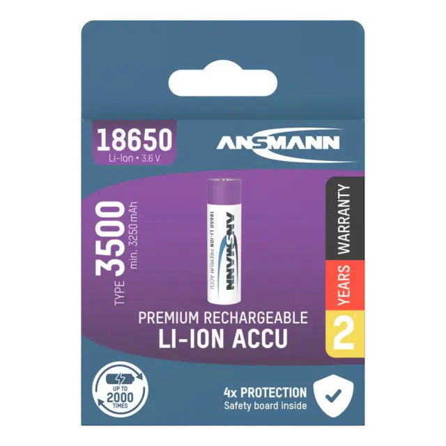 Pile rechargeable Li-ion 18650 Ansmann