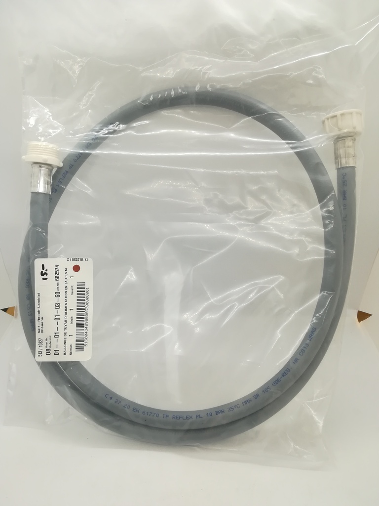 Tuyau arrivée d'eau (rallonge) 2x droit male et femelle 3/4"  x 1.5 m