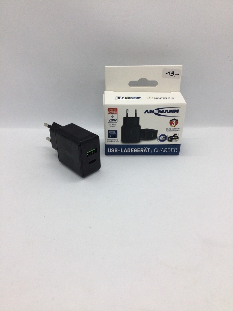 Chargeur 5V à 12V - 20W - USB + USB Type C - 1001-0109 - Ansmann / Univ