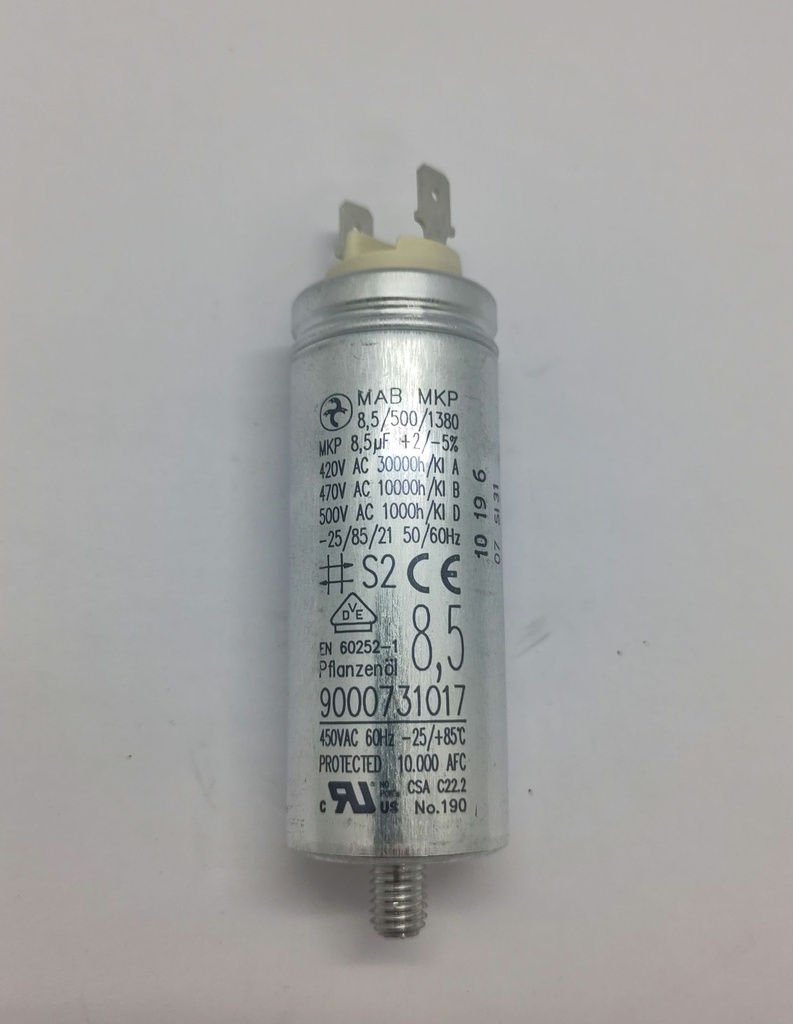 Condensateur MAB MKP (vissé) - ø30 x 87mm - 8.5uF - 450Vac - Universel
