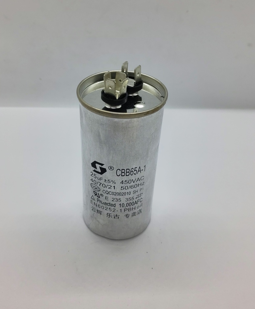 Condensateur CBB65A-1 - ø50 x 103mm - 25uF - 450Vac - Universel