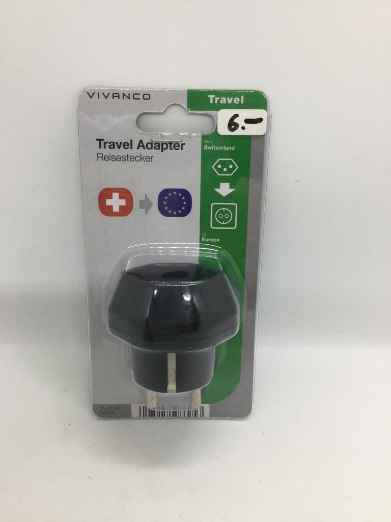 Adaptateur de voyage CH vers EU - droit - Universel
