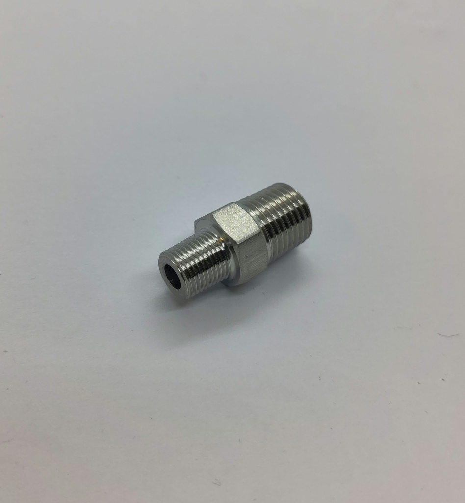 Raccord acier inox mâle 1/8" x  mâle 1/4"