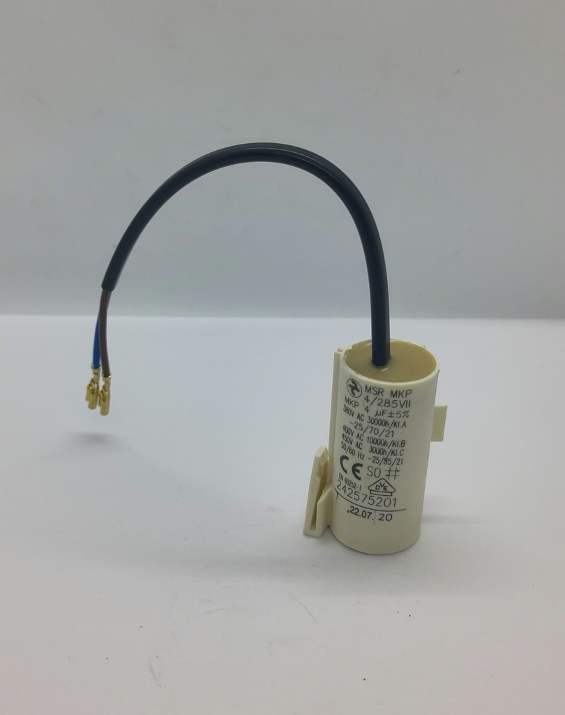 Condensateur MSR MKP (clip) - ø26 x 56mm - 4uF - 450Vac - Electrolux / Universel