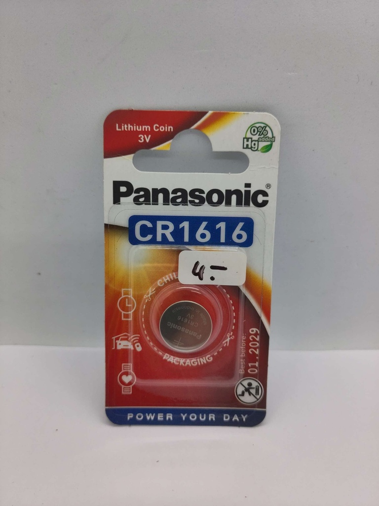 Pile panasonic bouton : CR1616 - 3V - ø16x1.6mm - DL1616