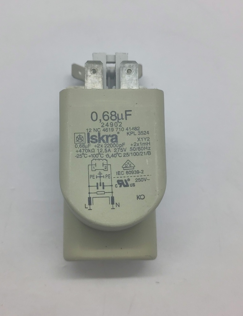 Filtre antiparasite - 0.68uF + 2x0.022uF - 275V - Universel