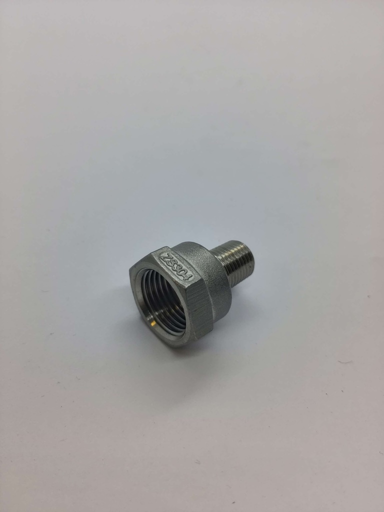 Raccord mâle 1/4" x  femelle 1/2"- Inox - Universel