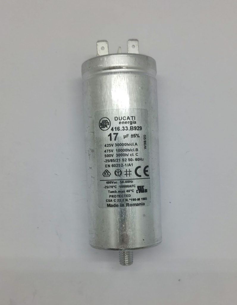 Condensateur Ducati (vissé) - ø40 x 104mm - 17uF - 450Vac - Universel