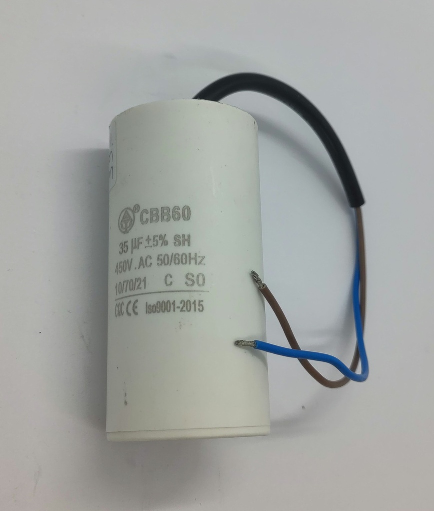 Condensateur CBB60 (plat) - ø45 x 92mm - 35uF - 450Vac - Universel
