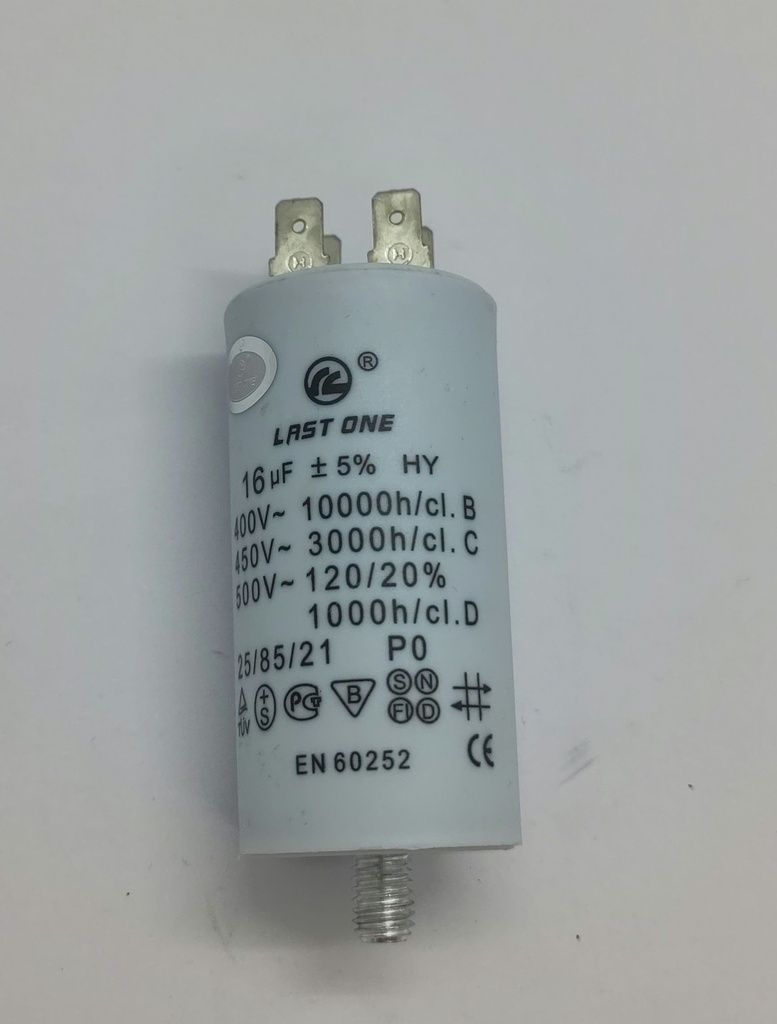 Condensateur LastOne (vissé) - ø36 x 73mm - 16uF - 450Vac - Universel