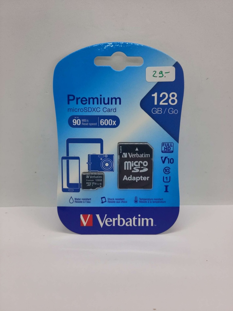 Carte micro SDXC - 128GB - Lecture 90MB/s (600x) - Verbatim / Universel