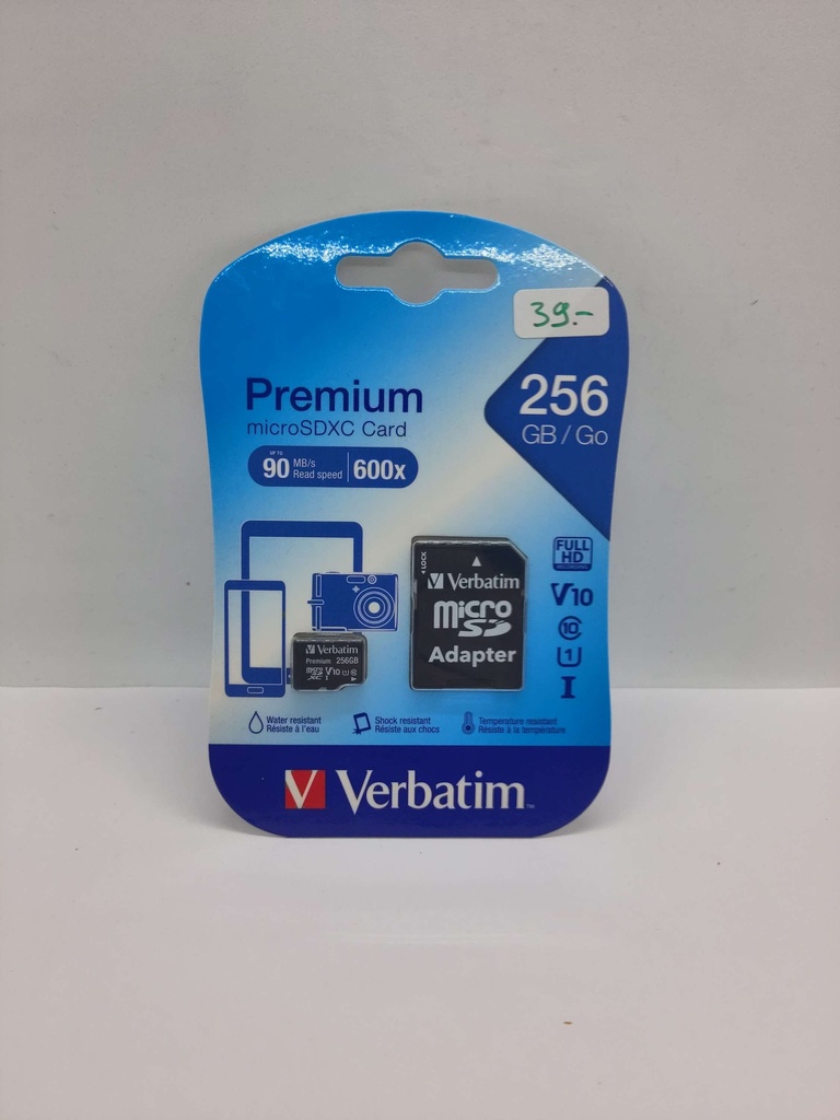 Carte micro SDXC - 256GB - Lecture 90MB/s (600x) - Verbatim / Universel