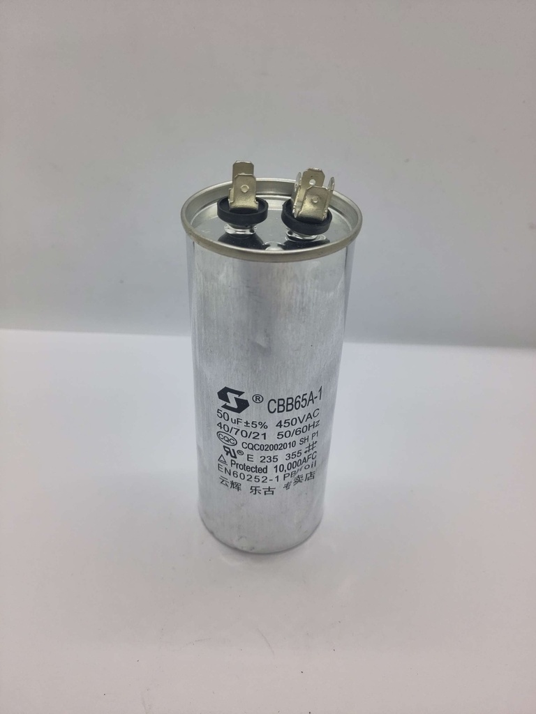 Condensateur CBB65A-1 - ø50 x 103mm - 50uF - 450Vac - Universel