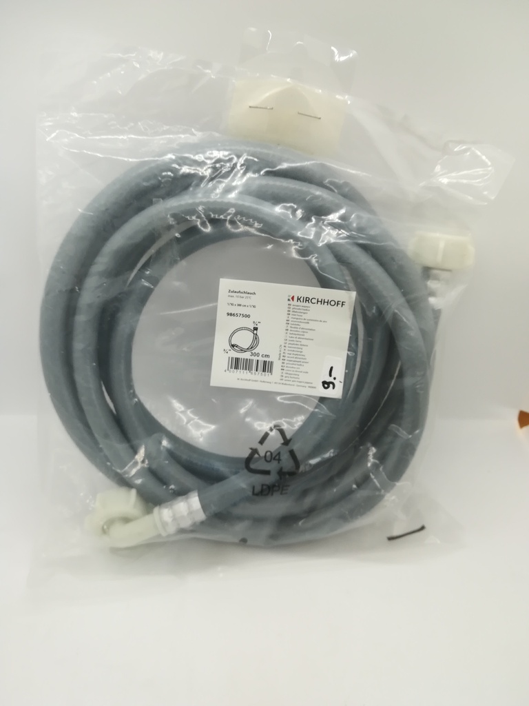 Tuyau arrivée d'eau droit et coudé 3/4"  x 3 mètres