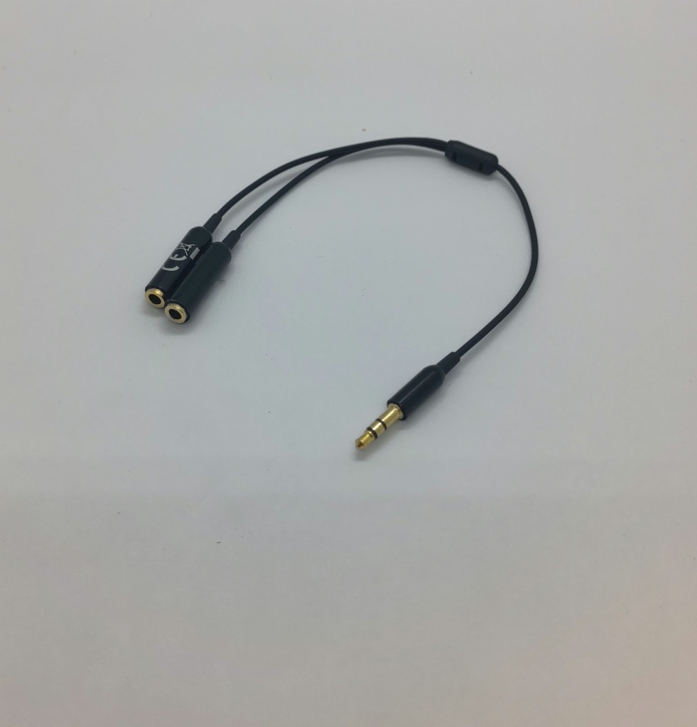 [#H423246] Adaptateur mini câble (25cm) fiche jack 3.5mm 3 pin - 1x mâle / 2x femelle