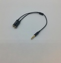 Adaptateur avec mini câble (25cm) fiche jack 3.5mm 3 pin - 1x mâle / 2x femelle
