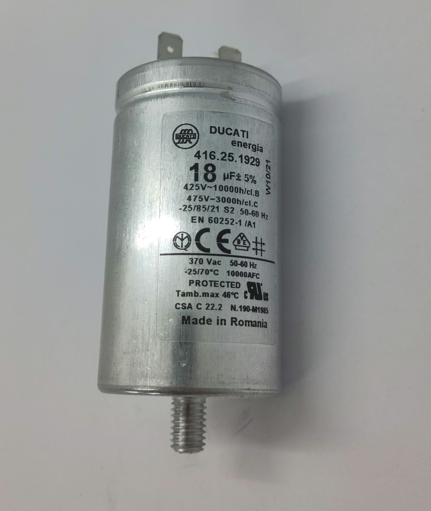 Condensateur Ducati (vissé) - ø40 x 78mm - 18uF - 450Vac - Universel