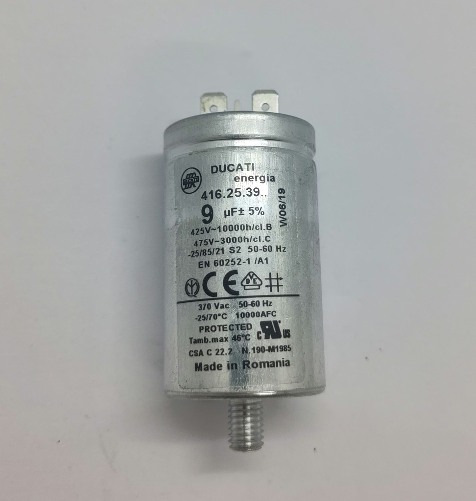 Condensateur Ducati (vissé) - ø35 x 65mm - 9uF - 450Vac - Universel