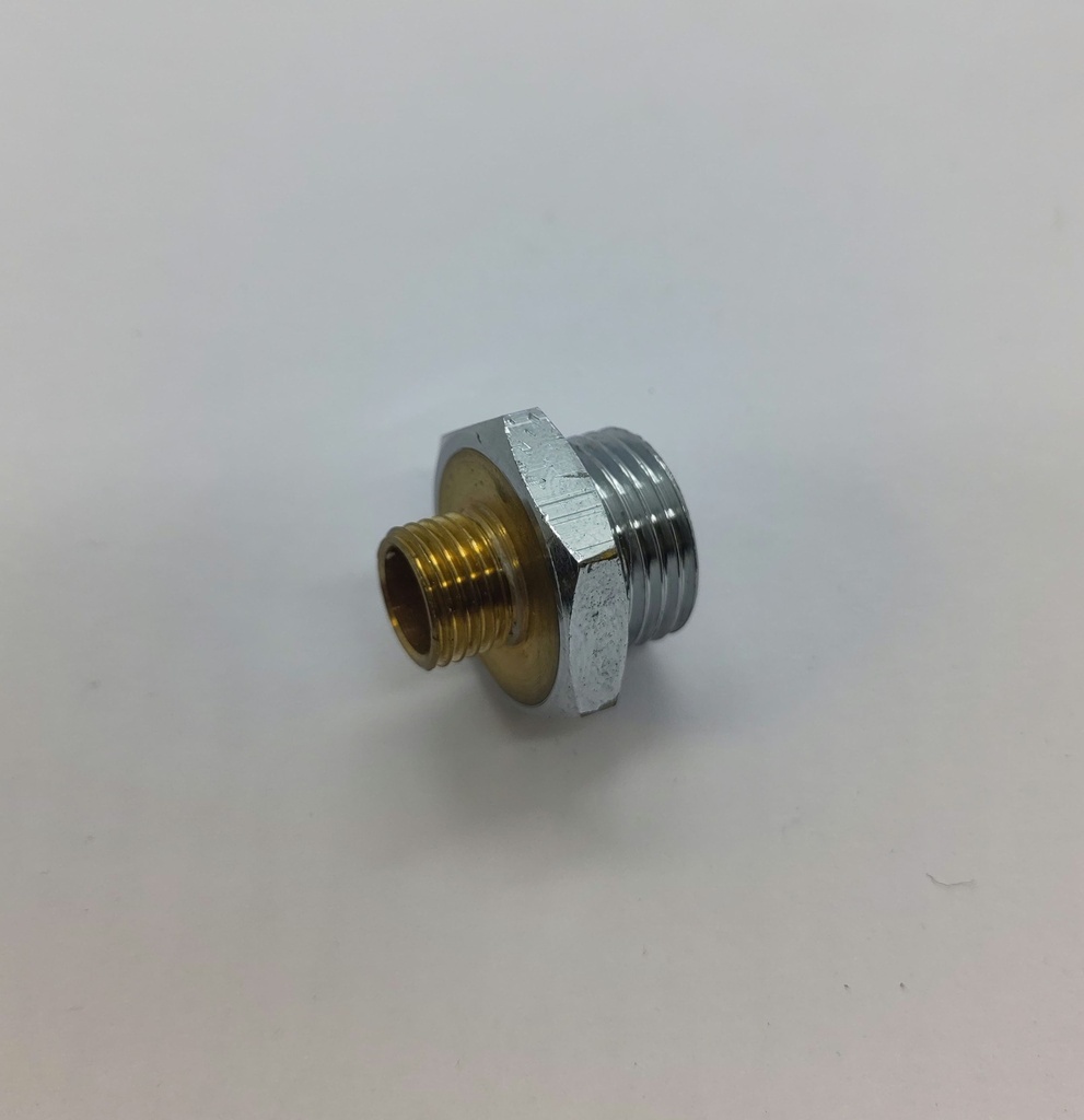 Raccord laiton chromé mâle 1/2" x  mâle 1/4"