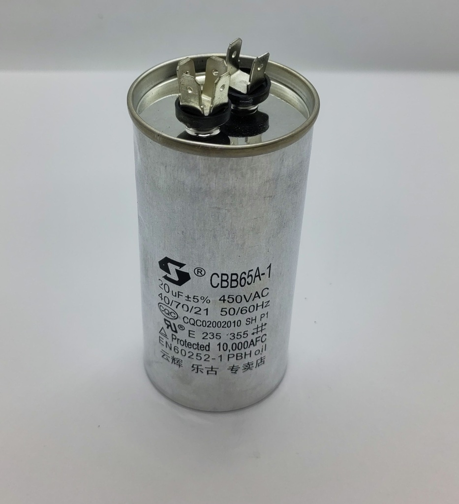 Condensateur CBB65A-1 - ø50 x 103mm - 20uF - 450Vac - Universel