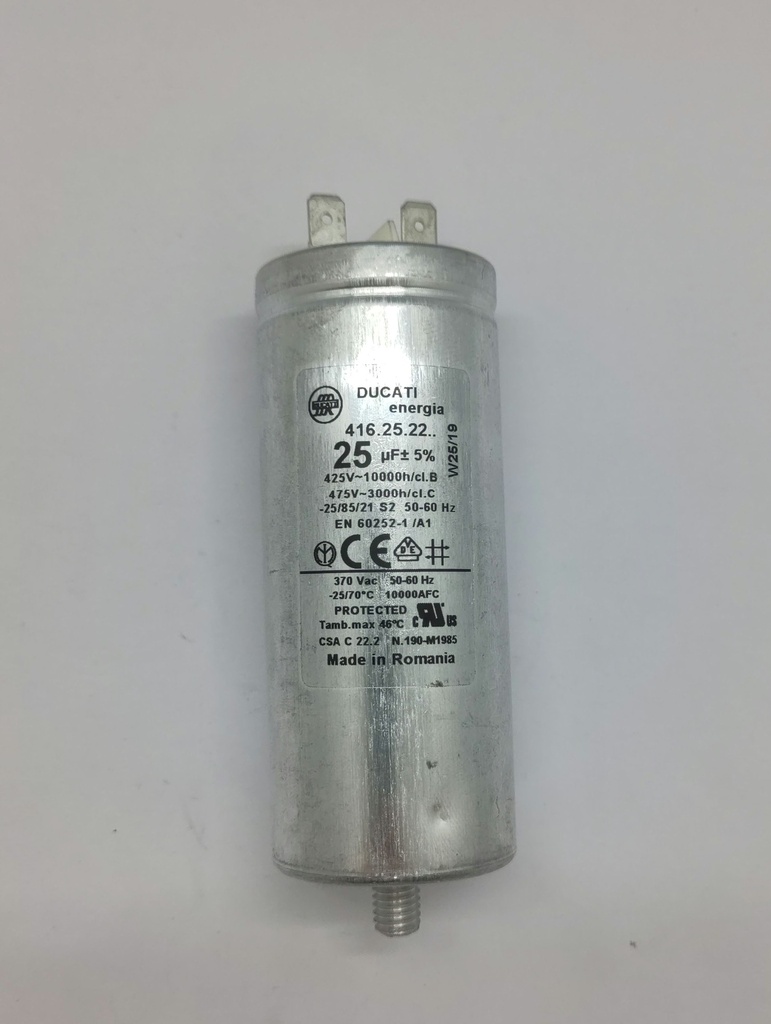 Condensateur Ducati (vissé) - ø40 x 104mm - 25uF - 450Vac - Universel
