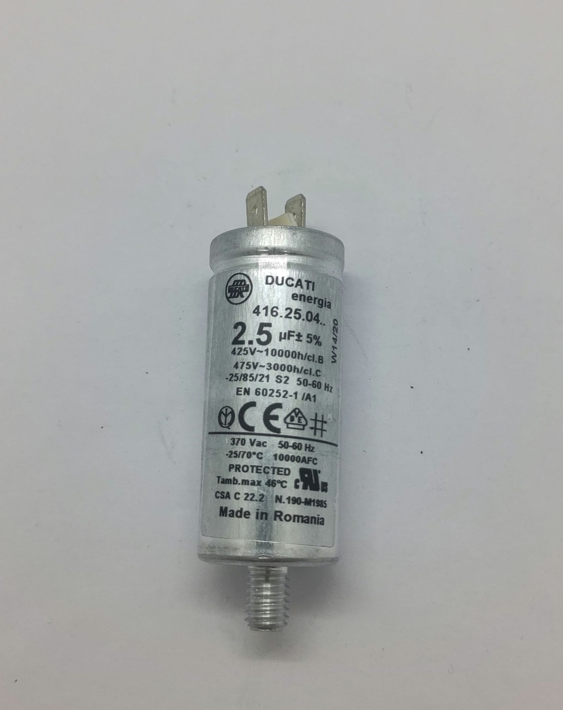 Condensateur Ducati (vissé) - ø25 x 65mm - 2.5uF - 425Vac - Universel