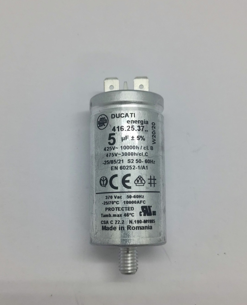 Condensateur (vissé) - ø30 x 64mm - 5uF - 450Vac - Universel