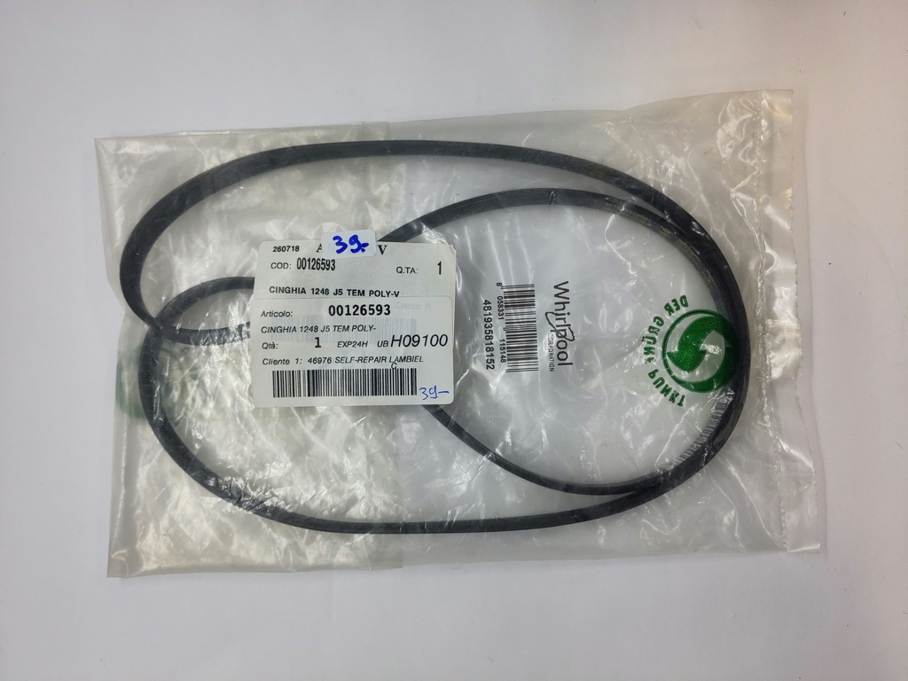 Courroie Poly V (rainure) 1248 J5 x 11.7mm - Universel