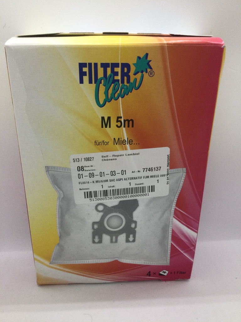 Sac Aspirateur Miele FL0014 - 4x + 1 filtre - Compatible Miele FJM