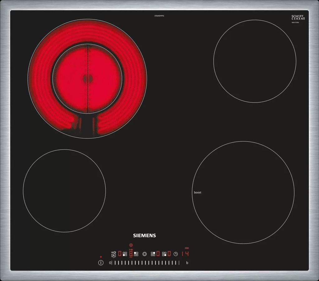 Plaque vitrocéramique Siemens avec cadre inox & une double zone