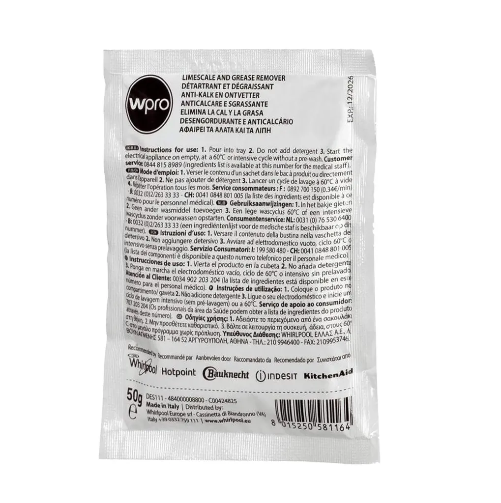 [H279129] Détartrant Dégraissant lave-vaisselle Wpro
