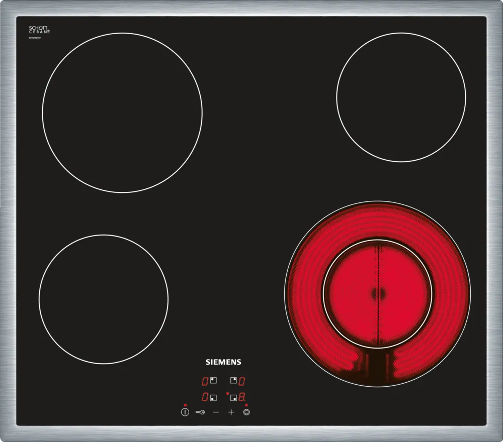 Plaque de cuisson - Vitrocéramique - Siemens - avec cadre inox & une double zone bas