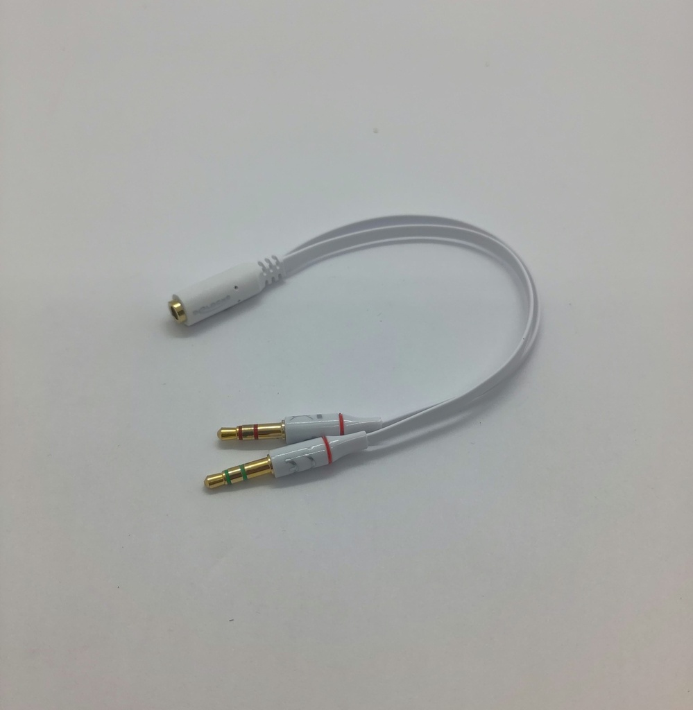 Adaptateur mini câble (20) fiche jack 3.5mm 2x mâle (3pin) / 1x femelle (4pin)