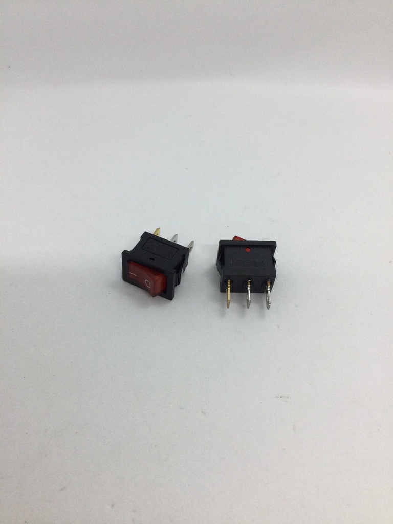 Interrupteur on/off - éclairé rouge- (21x15mm) 3 pins - 6A(max.) - 250V - KCD1