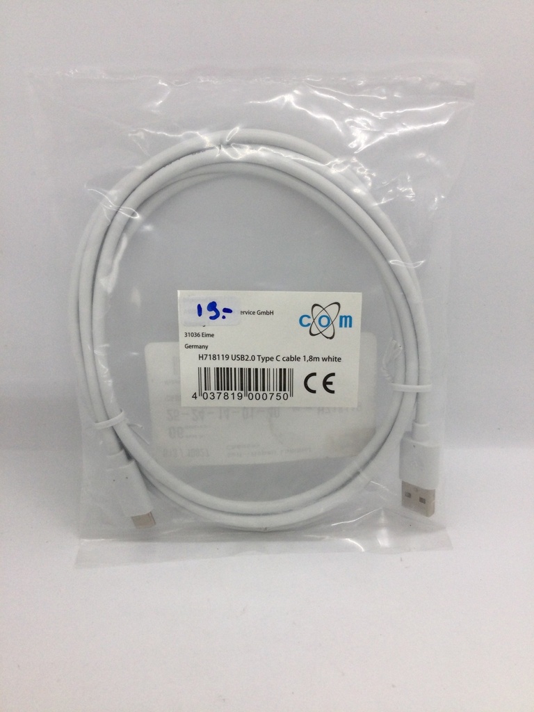 Lot 2 câbles mâle/mâle (USB 2.0 A / USB 3.1 C) - 1.8 mètre - droit - Universel