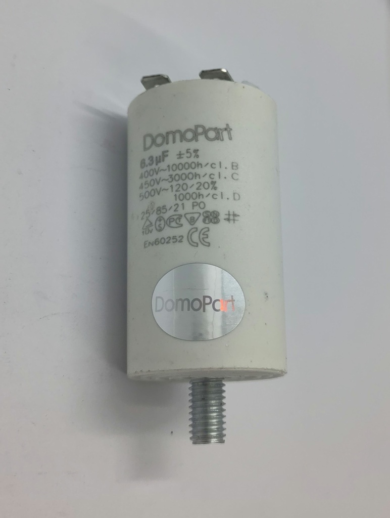 Condensateur DomoPart (vissé) - ø35 x 64mm - 6.3uF - 450Vac - Universel