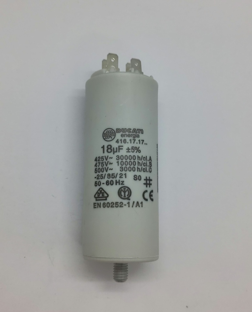 Condensateur Ducati (vissé) - ø40 x 98mm - 18uF - 450Vac - Universel