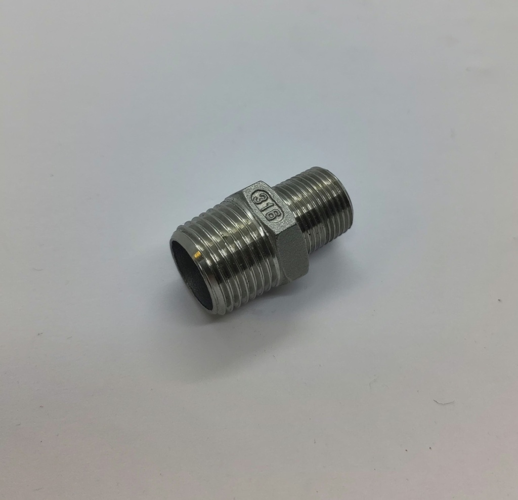 Raccord acier inox mâle 1/2" x  mâle 3/8"