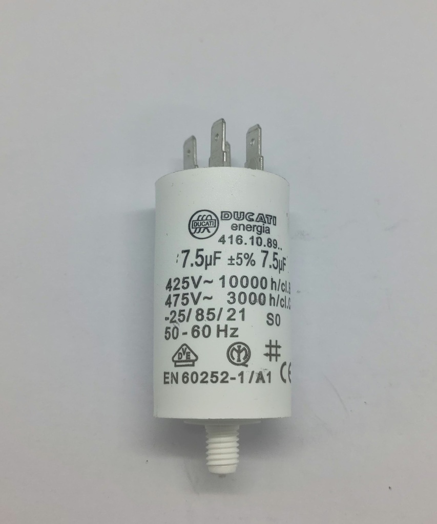 Condensateur Ducati (vissé) - ø32 x 57mm - 7.5uF - 450Vac - Hoover / Universel