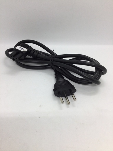 Câble mâle/mâle (3 broches + rond / CH type 12) - 10A - coudé - 1.8m - Universel